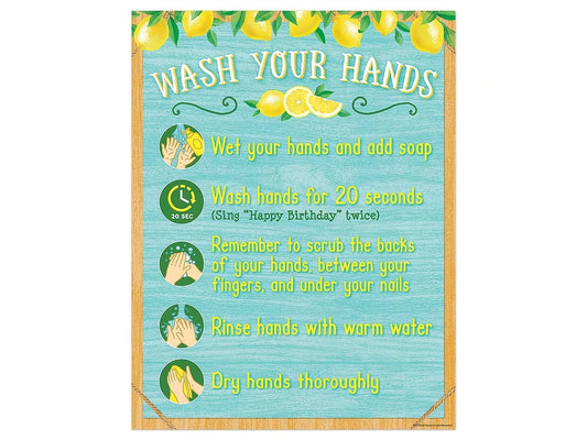 Lemon Zest Wash Your Hands Reference Poster - US 9606