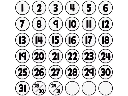Black & White Calendar Mini Accents - US 6294