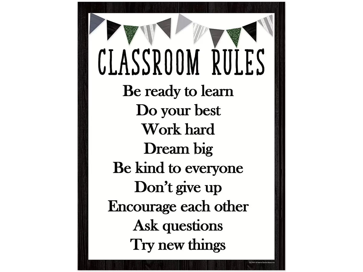 Modern Farmhouse Classroom Rules Poster - US 5969