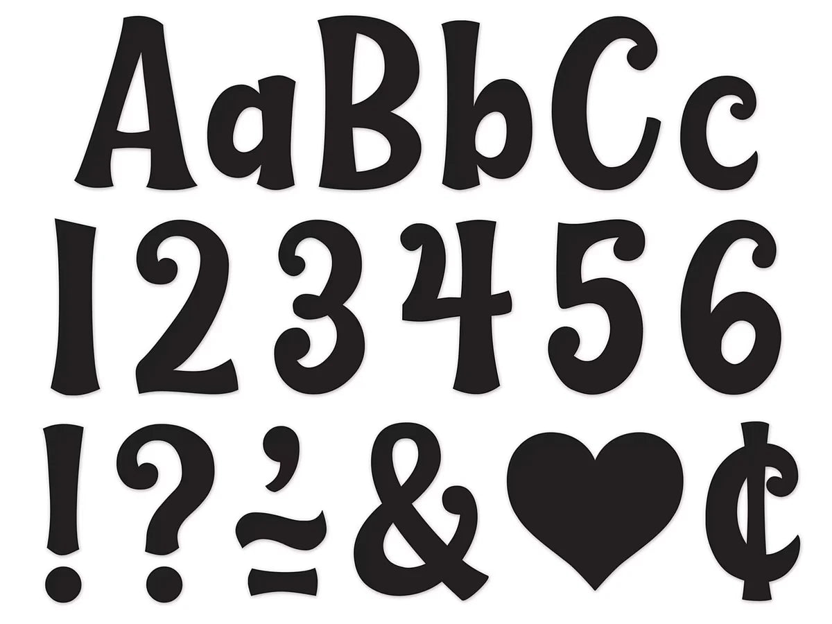 Wild Whimsy Black 4" Self-Adhesive Punch-Out Letters - US 7726