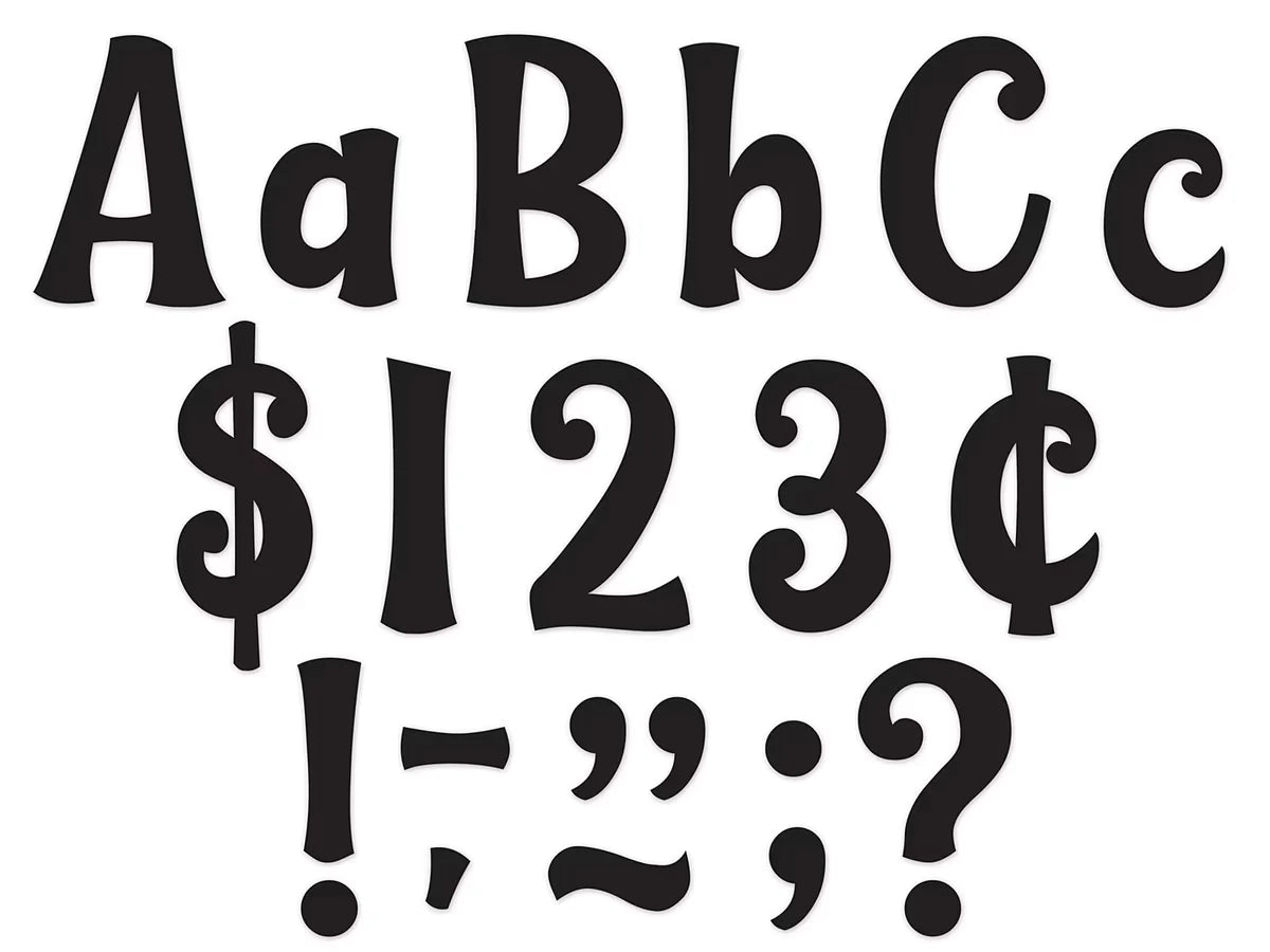 Whimsical Black 4" Punch-Out Letters - US 3809