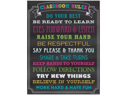 Chalkboard Brights Classroom Rules Poster - US 8837