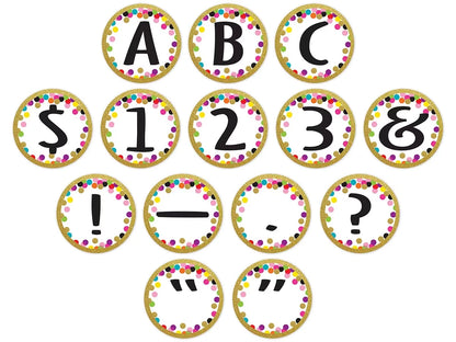 Confetti Circle 3 1/2" Punch-Out Letters - US 8635