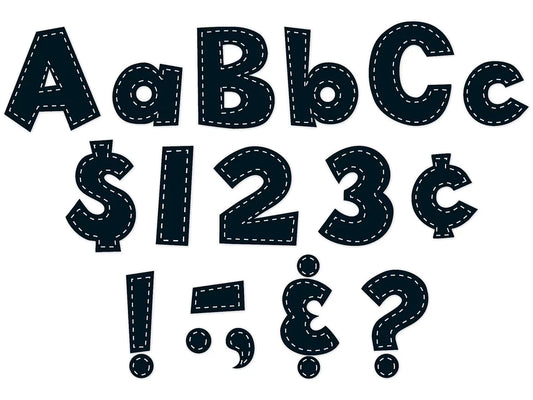 Black Stitched 4" Punch-Out Letters - US 6587
