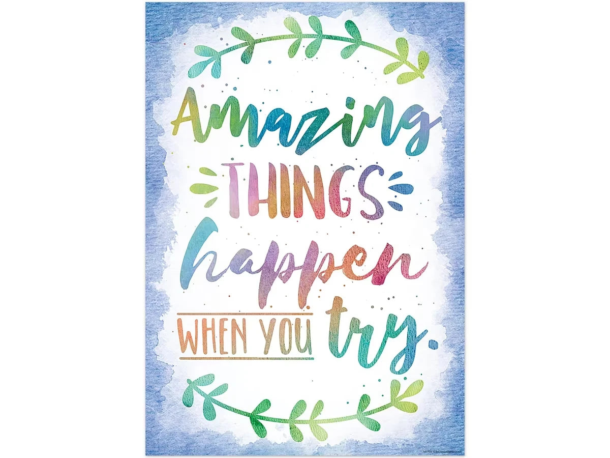 Watercolor Amazing Things Happen When You Try Poster - US 2616