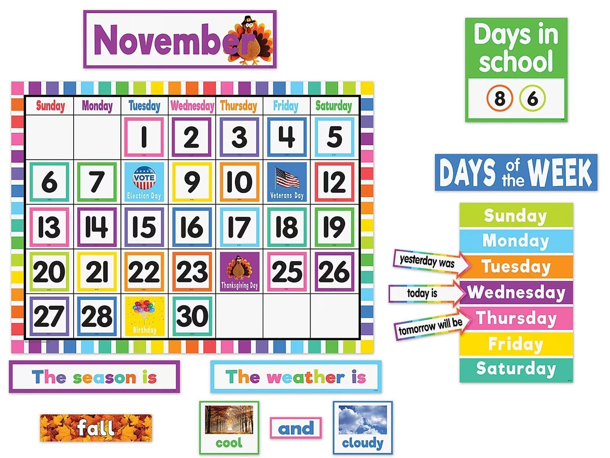Colorful Calendar Bulletin Board Set - US 6654