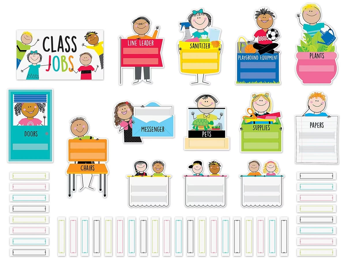 Stick Kids Classroom Jobs Bulletin Board Set - US 8354