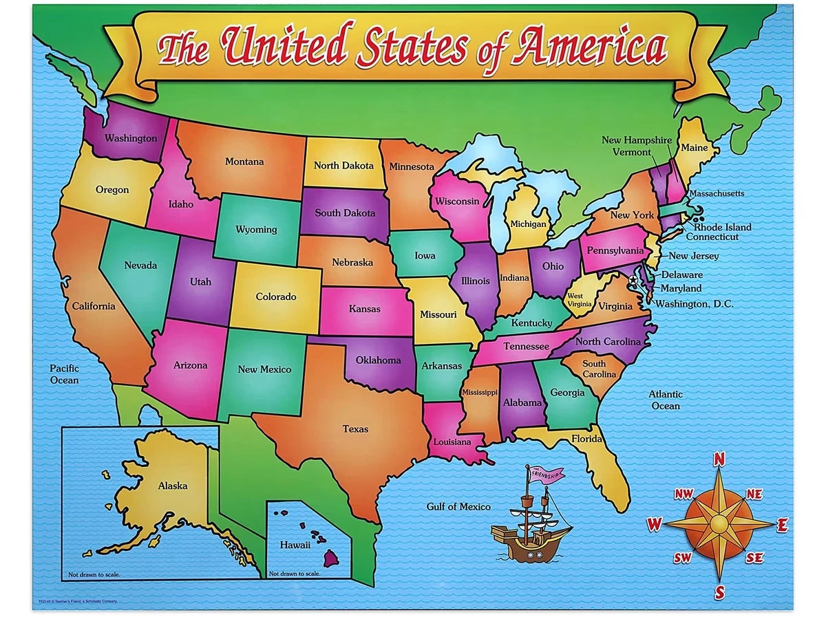 Friendly Write & Wipe U.S.A. Map Poster - US 1795