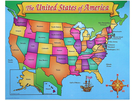 Friendly Write & Wipe U.S.A. Map Poster - US 1795