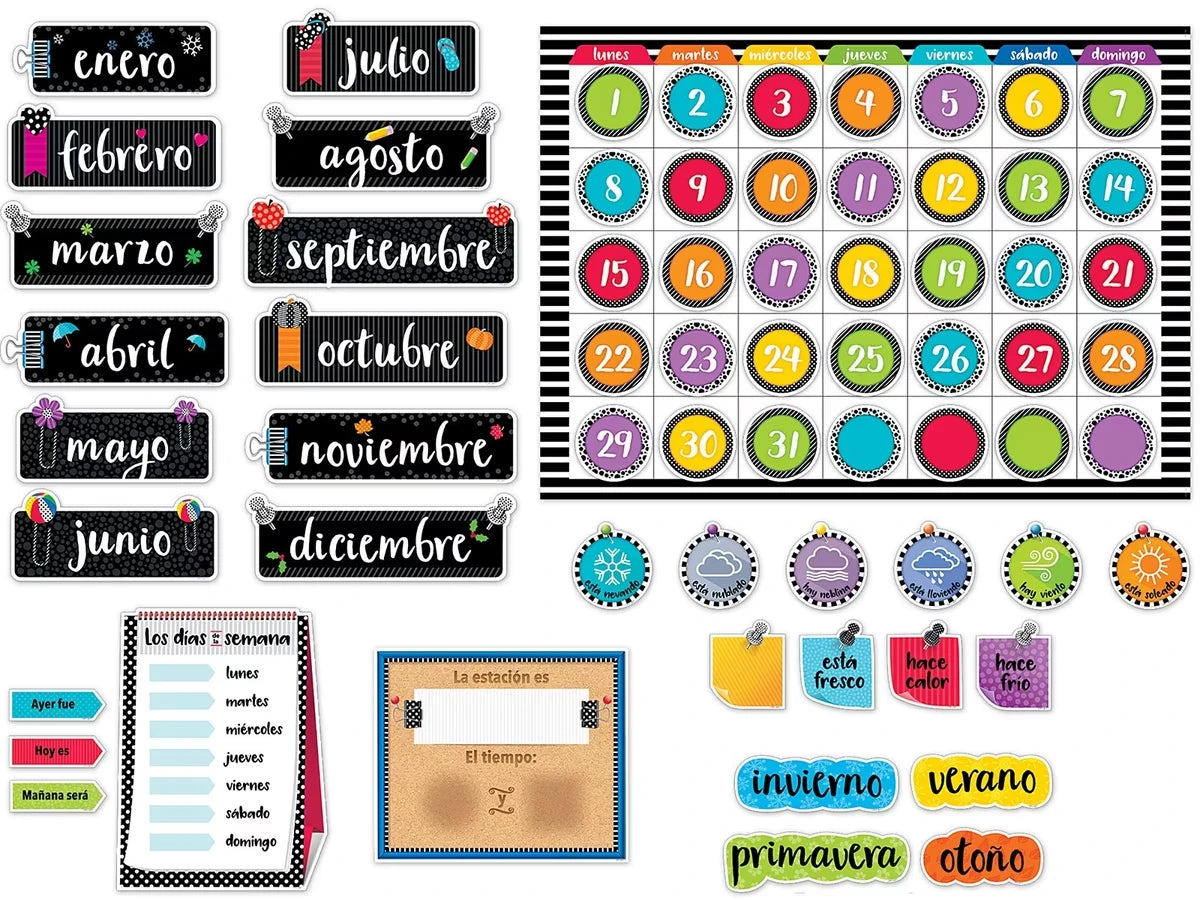 Bold & Bright Spanish Calendar Bulletin Board Set - US 9363