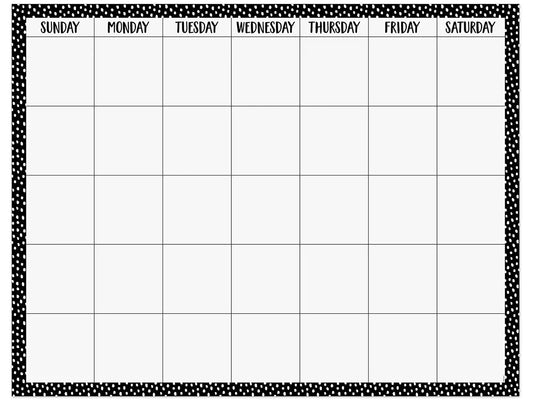 Black & White Messy Dot Classroom Calendar Poster - US 2048