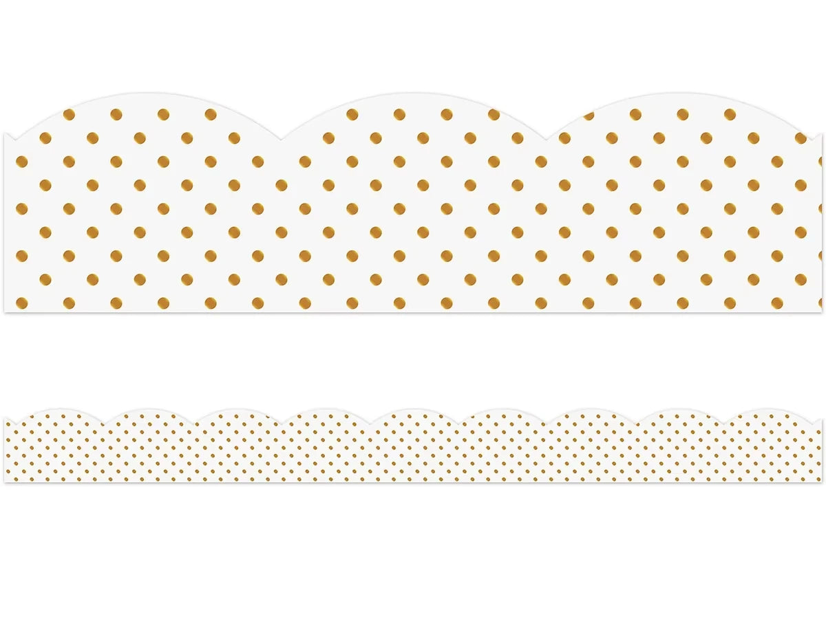 Simply Boho Gold Polka Dot Scalloped Border - US 9024