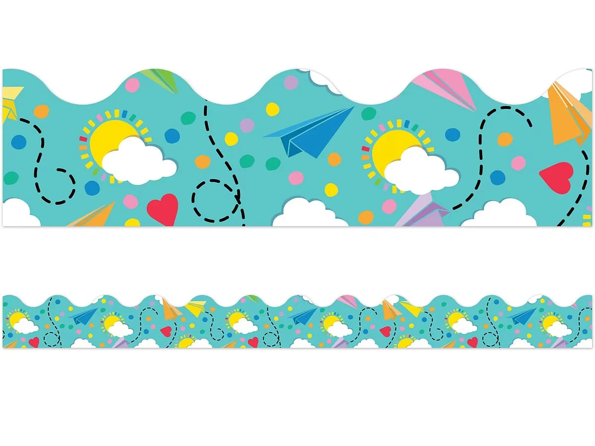 Happy Place Paper Airplane Scalloped Border - US 1431