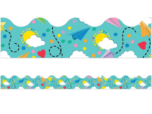 Happy Place Paper Airplane Scalloped Border - US 1431