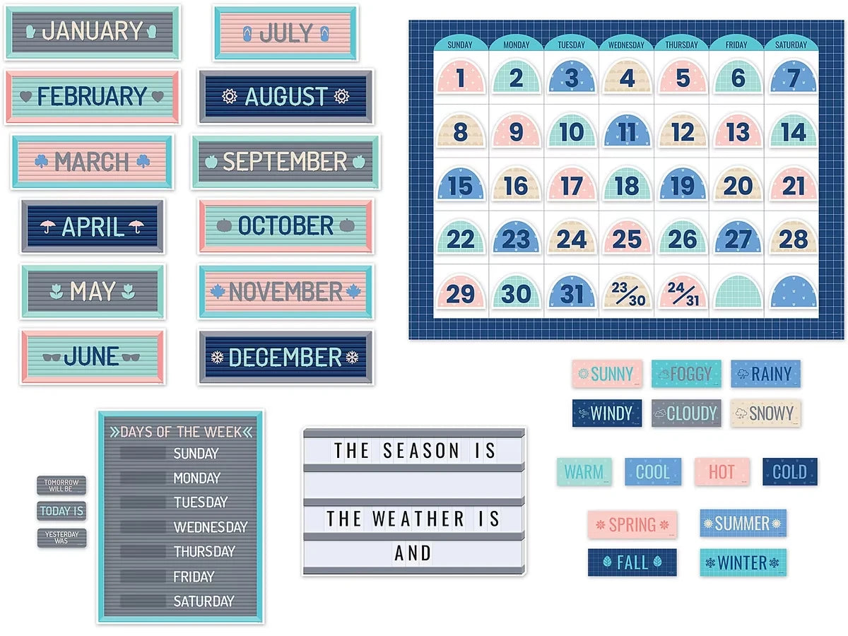 Calm & Cool Calendar Bulletin Board Set - US 5546