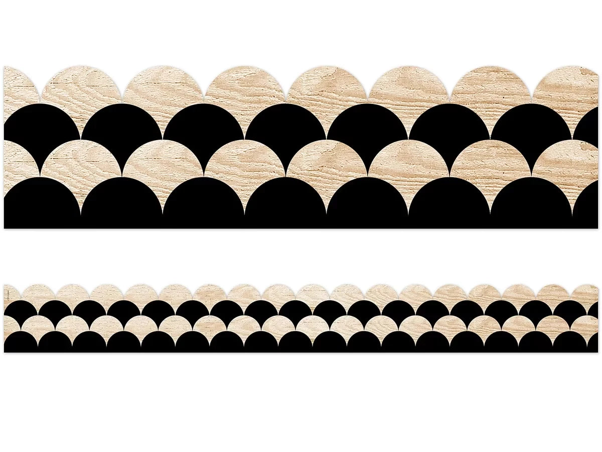 Black & Wood Scalloped Border - US 4341