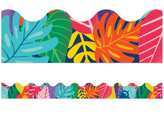 One World Colorful Leaf Scalloped Border - US 5214