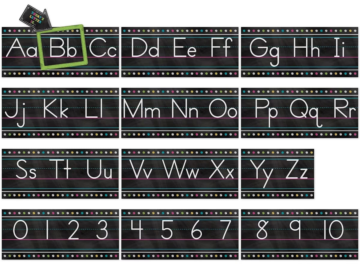Chalkboard Brights Traditional Manuscript Bulletin Board Set - US 6465