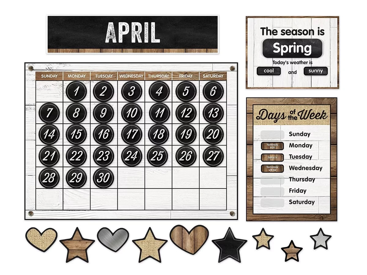 Industrial Chic Calendar Bulletin Board Set - US 6169