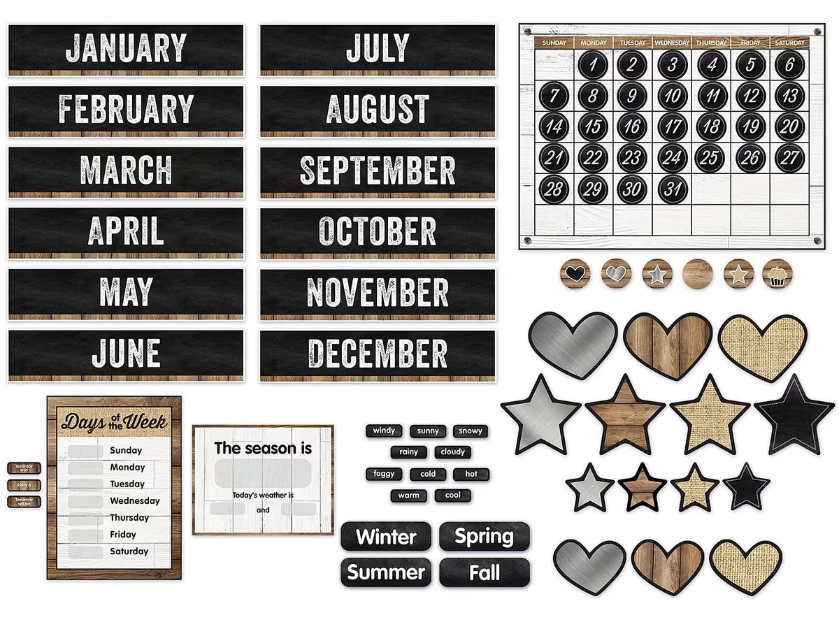 Industrial Chic Calendar Bulletin Board Set - US 6169