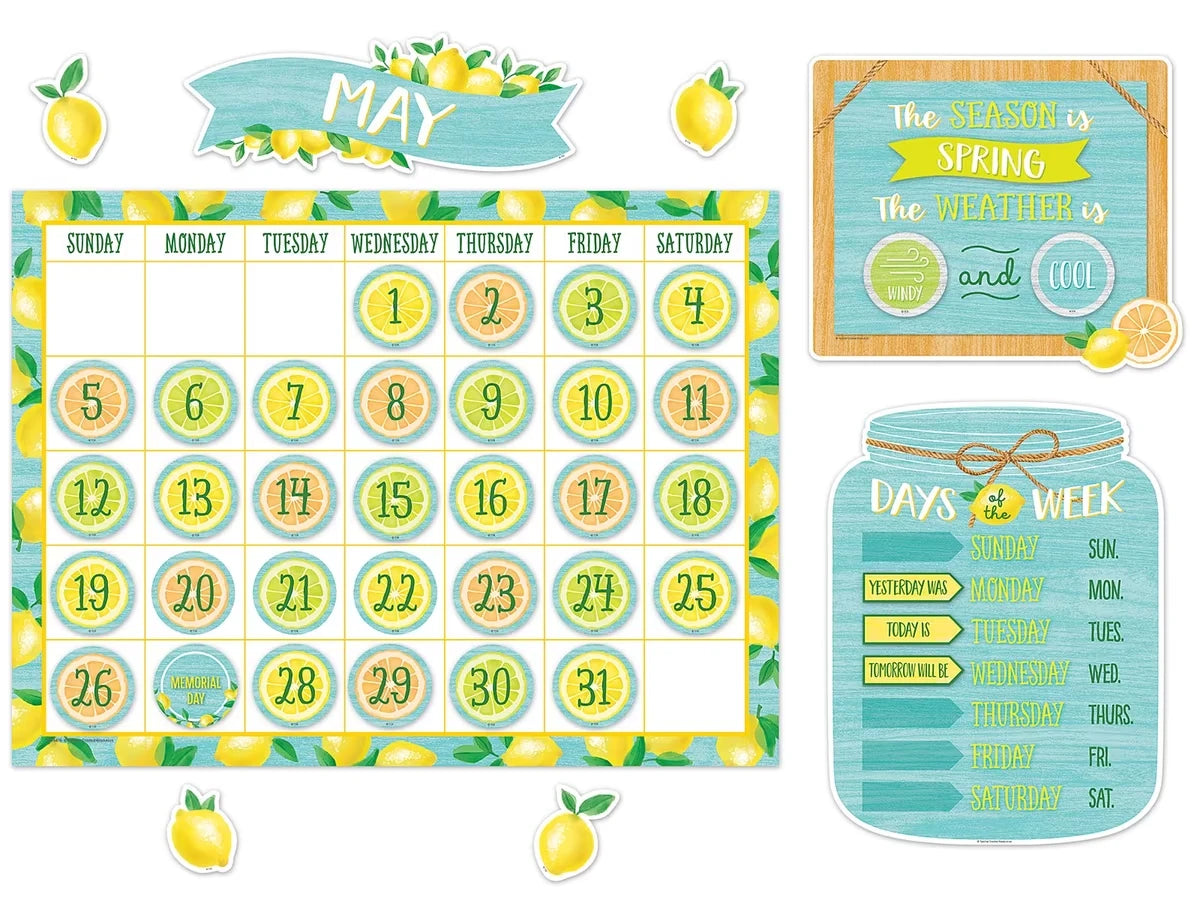 Lemon Zest Calendar Bulletin Board Set - US 9121