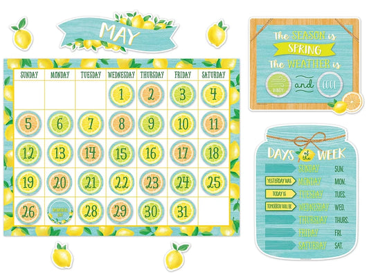 Lemon Zest Calendar Bulletin Board Set - US 9121