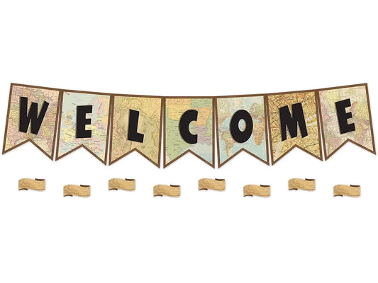 Travel the Map! Welcome Pennant Bulletin Board Set - US 9278