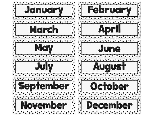 Black Dots on White Months of the Year Bulletin Board Set - US 7186