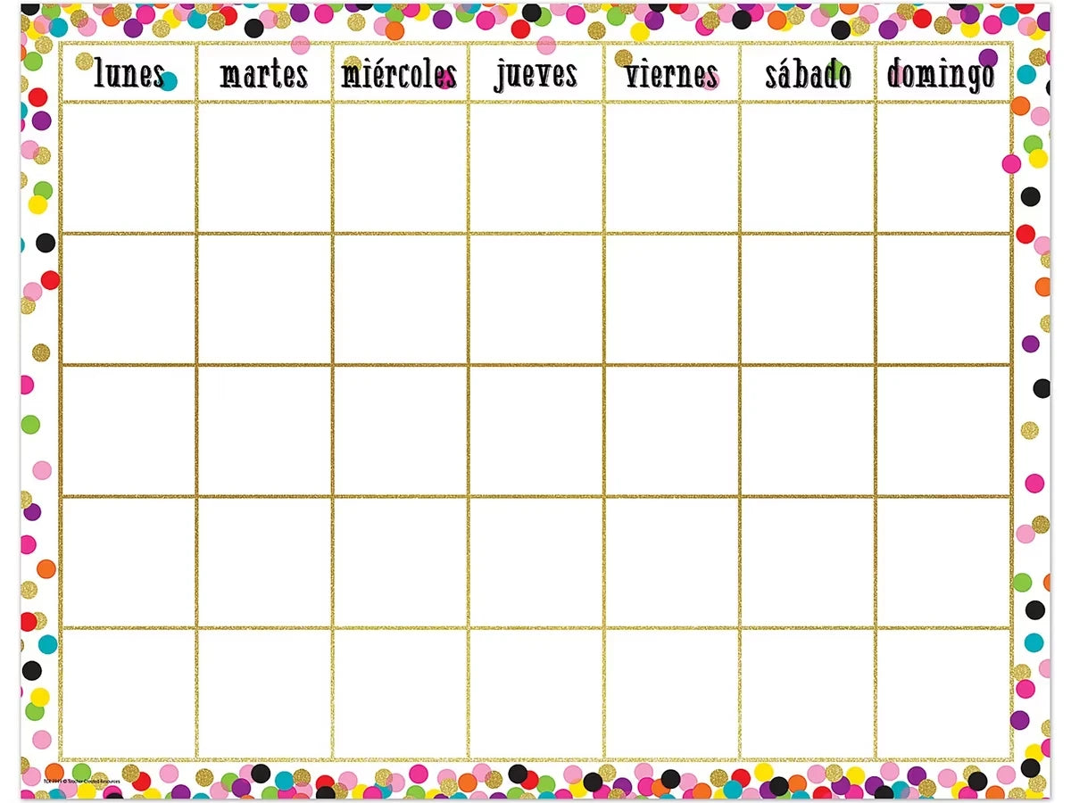 Confetti Spanish Classroom Calendar - US 8752