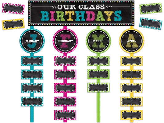 Chalkboard Brights Birthday Bulletin Board Set - US 2370