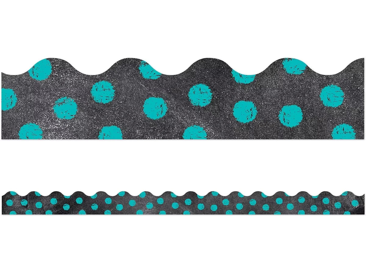 Chalk It Up! Turquoise Polka Dot Scalloped Border - US 2029