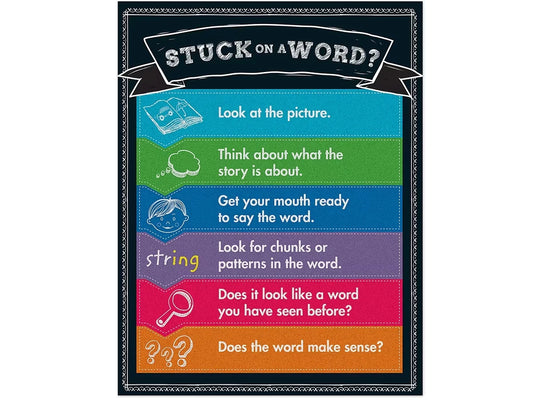 Colorful Chalkboard: Stuck on a Word? Reference Poster - US 7452