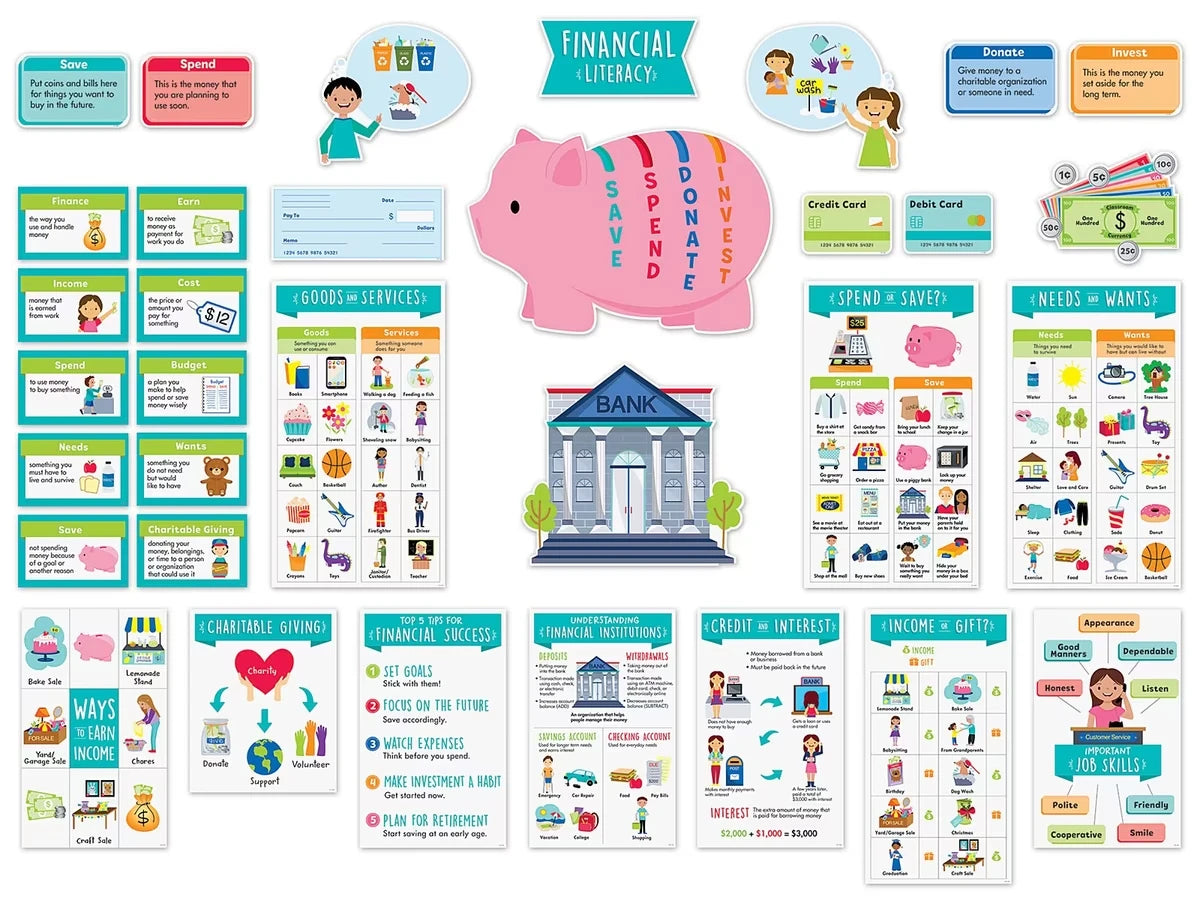 Financial Literacy for Kids Bulletin Board Set - US 4686