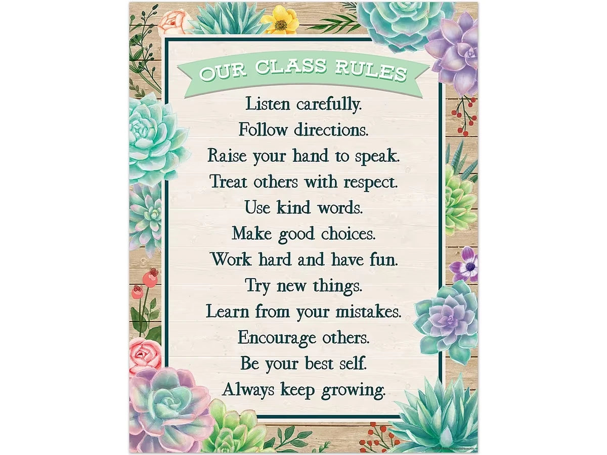 Rustic Bloom Classroom Rules Poster - US 7350