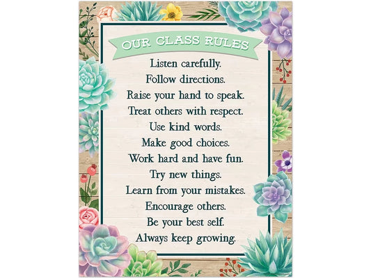 Rustic Bloom Classroom Rules Poster - US 7350