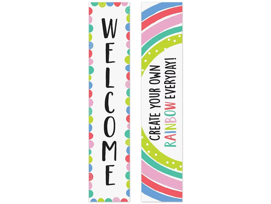 Rainbow Doodles Welcome Double-Sided Banner - US 2744