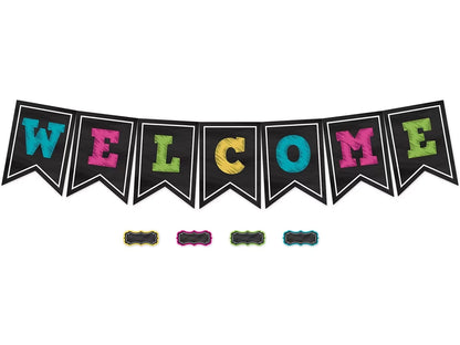 Chalkboard Brights Welcome Pennant Bulletin Board Set - US 4163