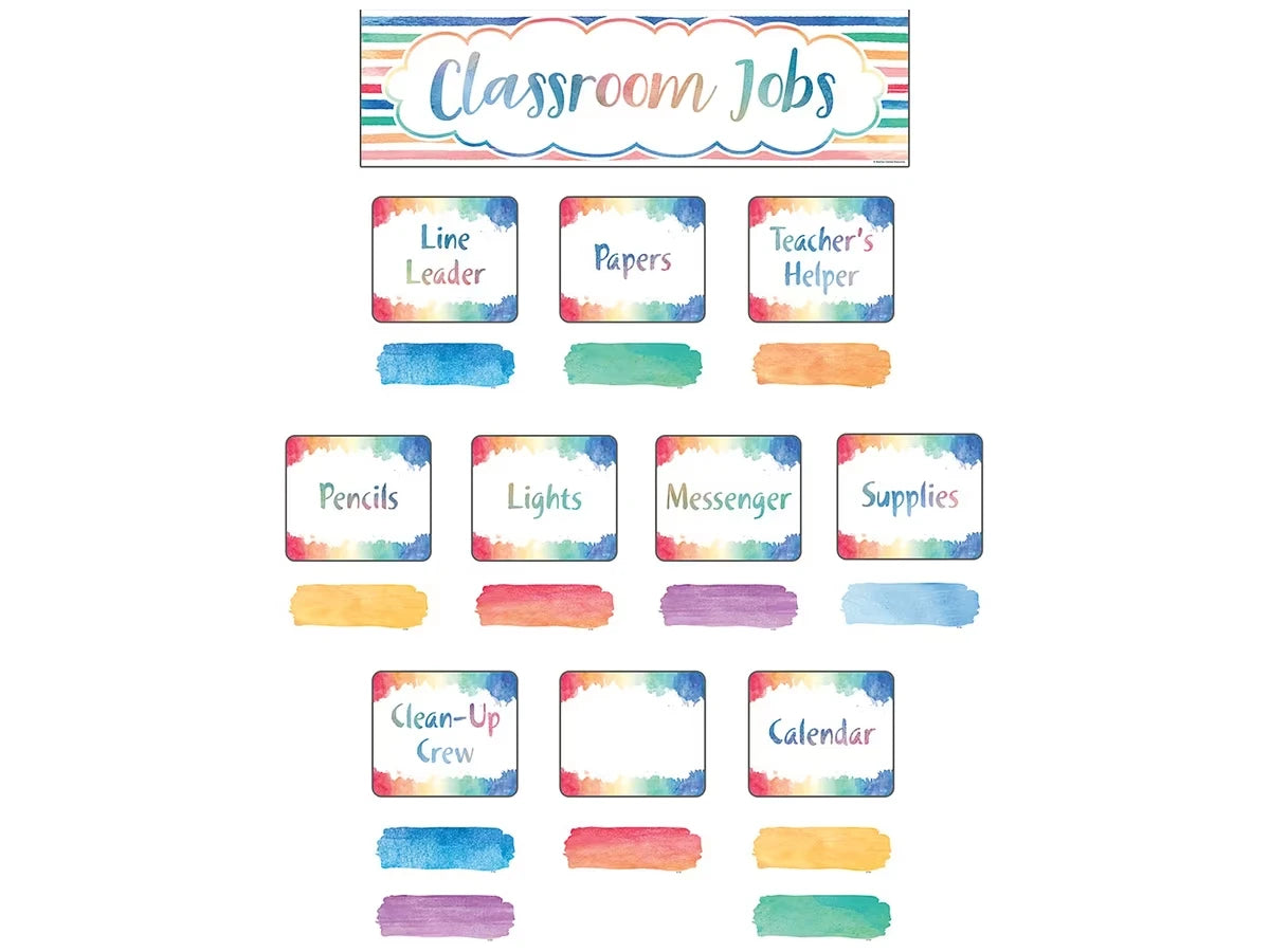 Watercolor Classroom Jobs Bulletin Board Set - US 1988