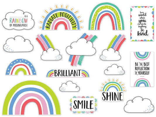 Rainbow Doodles Motivational Bulletin Board Set - US 7939