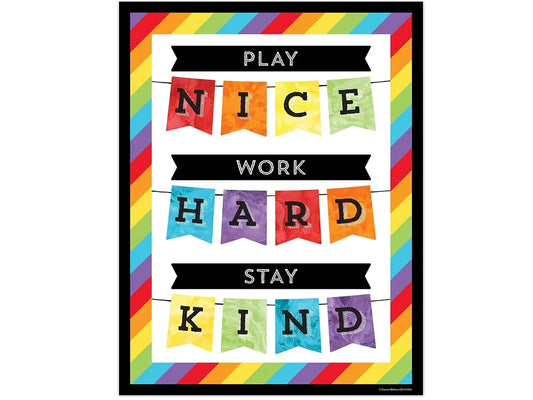 Celebrate Learning Play Nice, Work Hard, Stay Kind Poster - US 9584