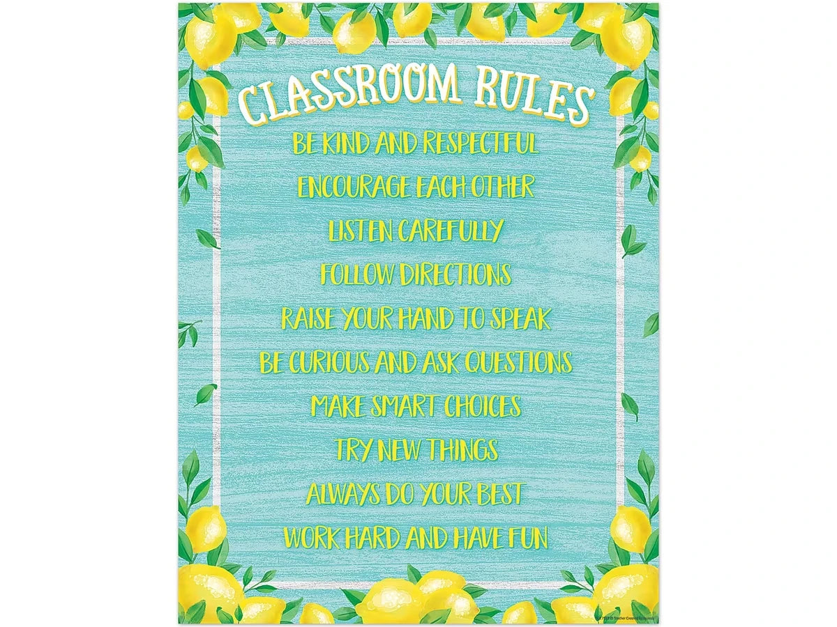 Lemon Zest Classroom Rules Poster - US 3627