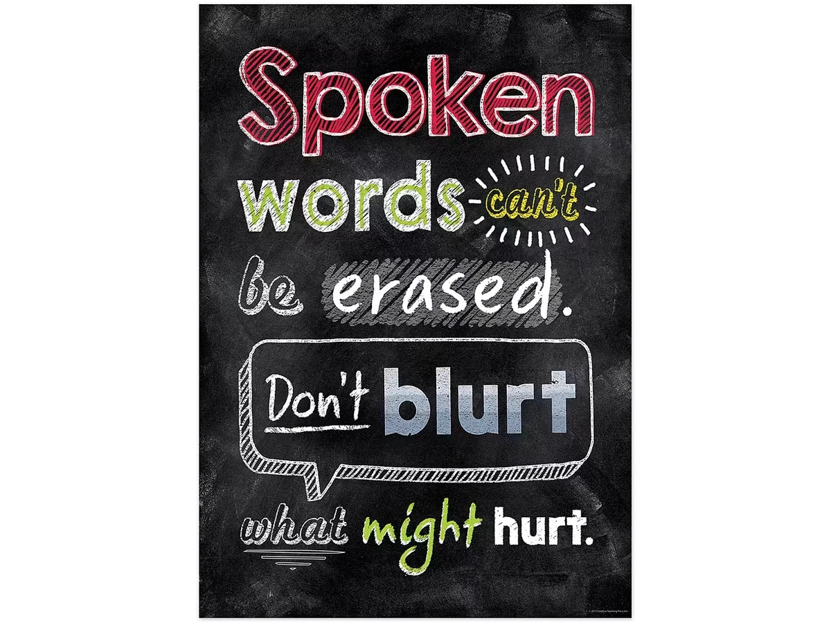 Chalk It Up! Spoken Words Can’t Be Erased Poster - US 3599
