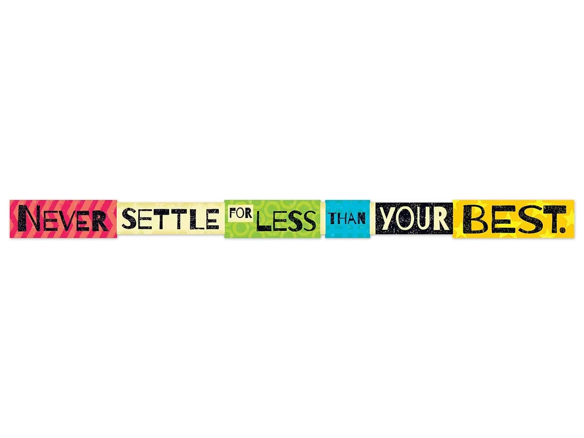 Never Settle Motivational Banner - US 9215