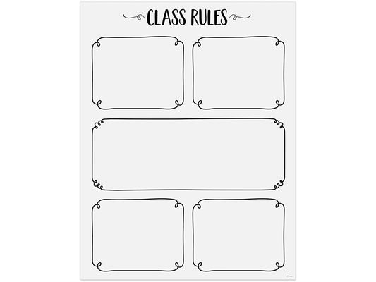 Black & White Classroom Rules Poster - US 8344
