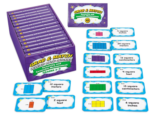 Grab & Match Leveled Geometry & Geometric Measurement Quickies - Gr. 2-3 - US 2087
