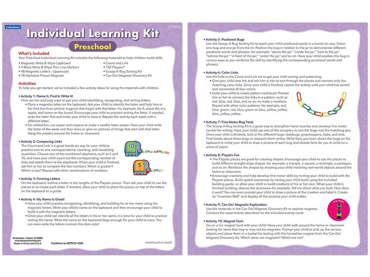 Preschool Individual Learning Kit - US 3370