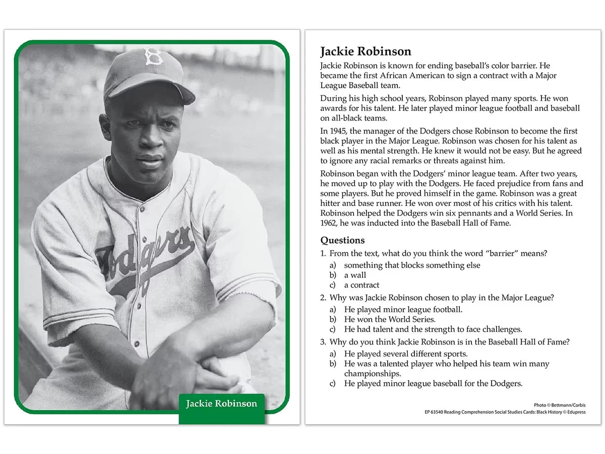 Black History Reading Comprehension Cards - US 9289