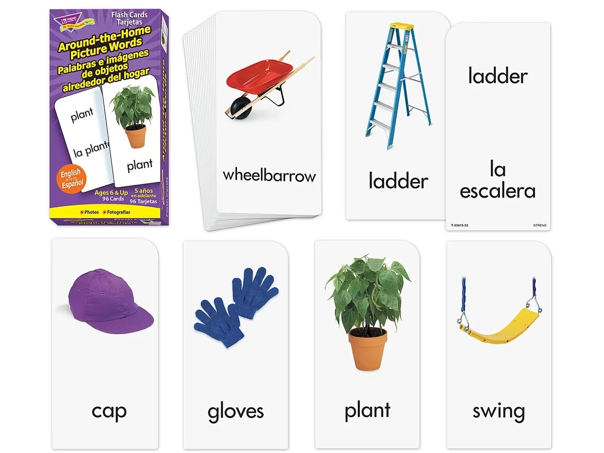 Around-The-Home Picture-Words Bilingual Flash Cards - US 8644