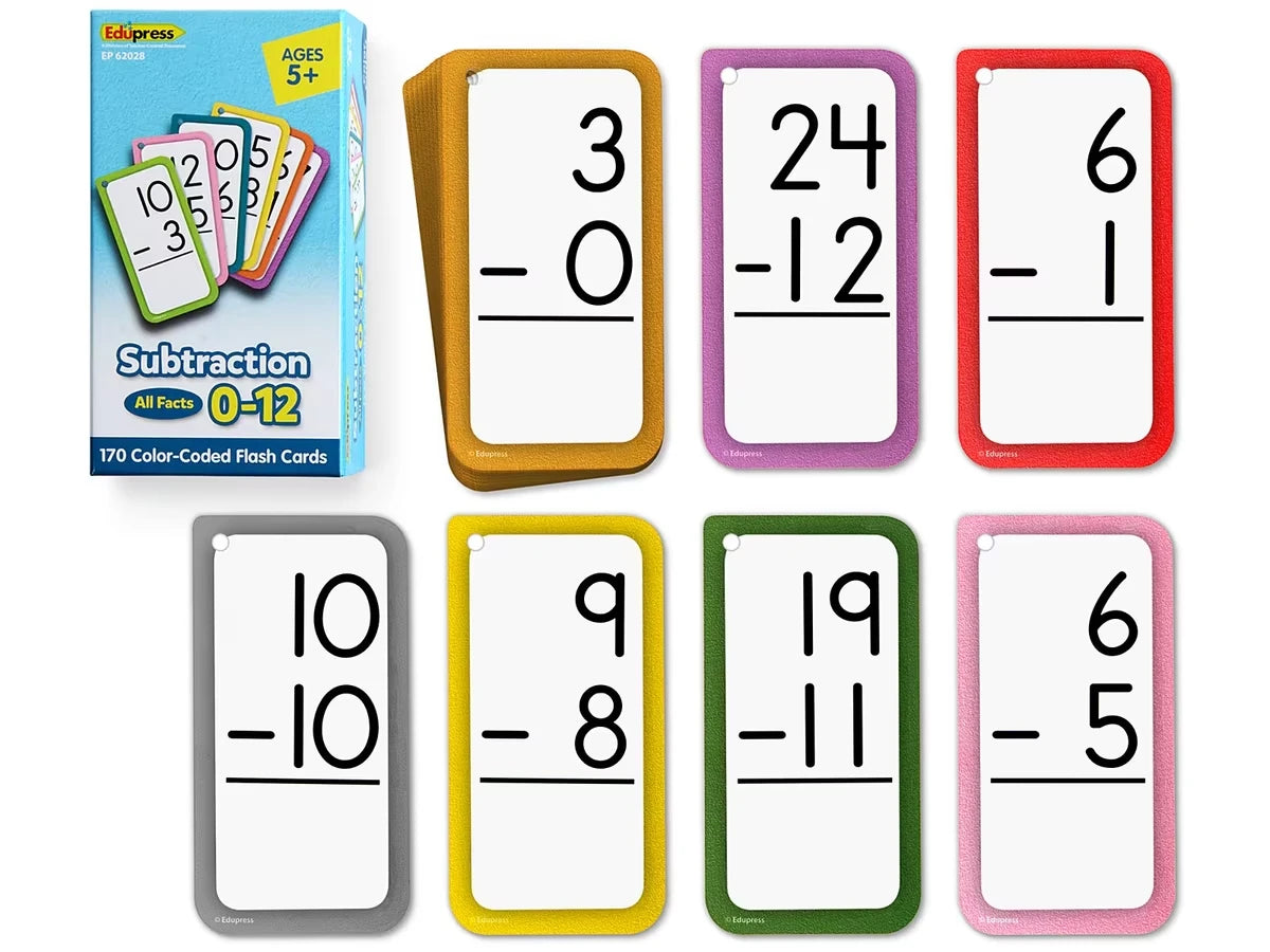 Subtraction All Facts 0-12 Flash Cards - US 8595