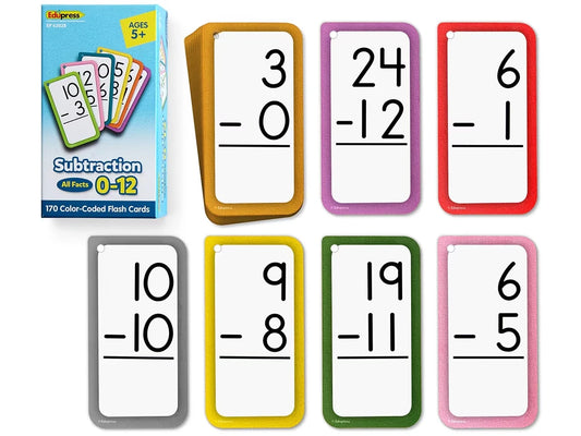 Subtraction All Facts 0-12 Flash Cards - US 8595